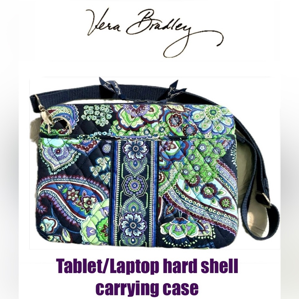 VERA BRADLEY hard shell lap top/tablet navy floral carrying case size11x8 excond